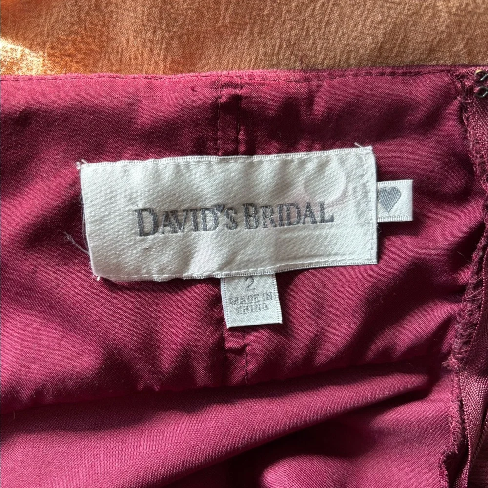 David's Bridal Burgundy Halter Dress - Picture 3 of 4